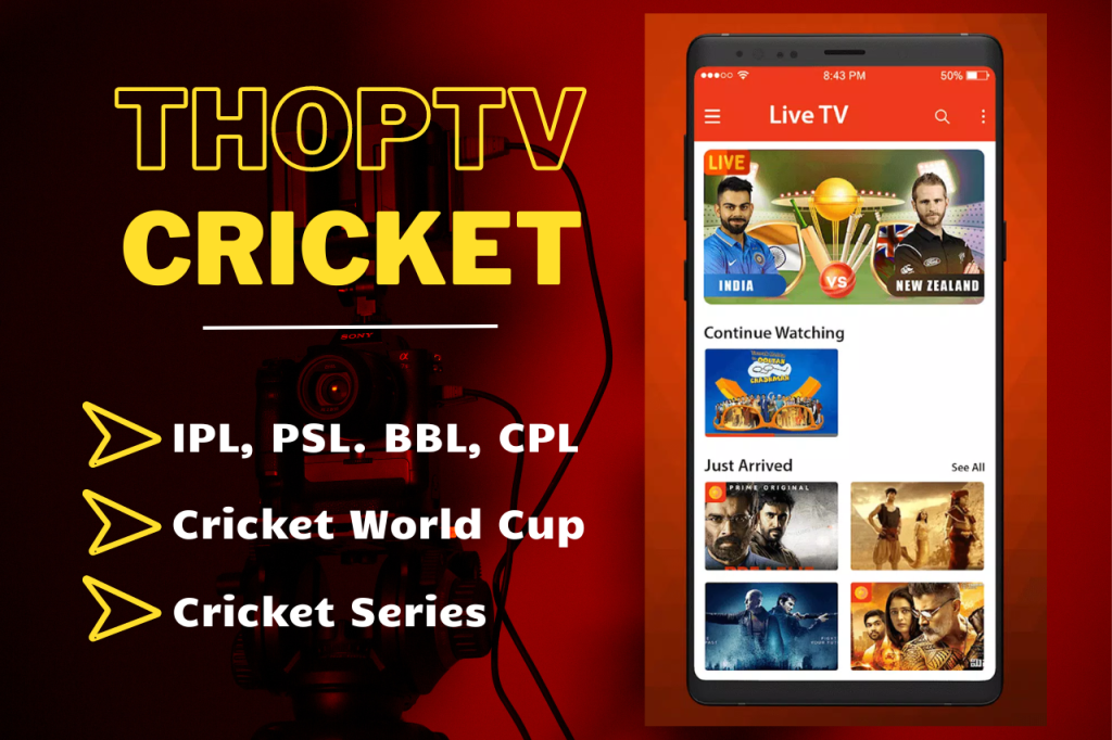 ThopTV App Interface - Live TV and Movies